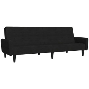 2-osobowa sofa rozkładana, czarna, obita mikrofibrą
