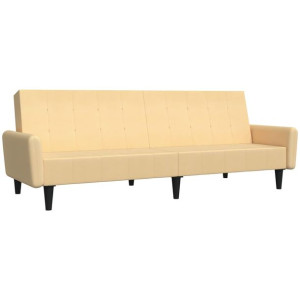 2-osobowa sofa rozkładana, kremowa, obita mikrofibrą