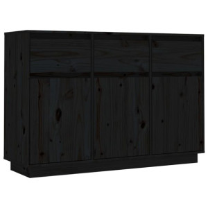 Szafka, czarna, 110x34x75 cm, lite drewno sosnowe