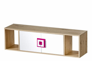 Półka wisząca 120x33x31 cm CAMBI biały/jasny dąb/różowy Konsimo