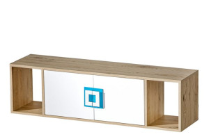 Półka wisząca 120x33x31 cm CAMBI biały/jasny dąb/turkusowy Konsimo
