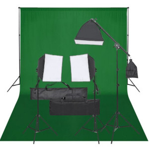 Fotograficzny zestaw studyjny z lampami i tłem