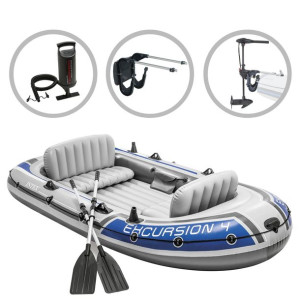 Intex Nadmuchiwany ponton Excursion 4 z silnikiem i uchwytem