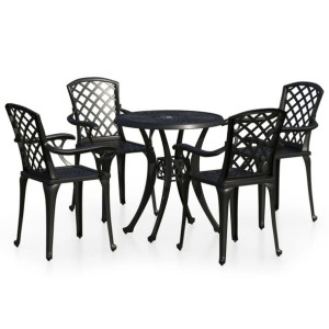 5-cz. zestaw mebli bistro ze stopu aluminium, czarny