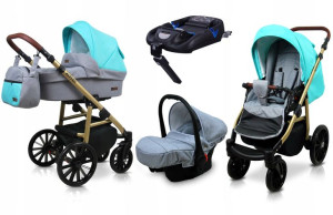 Wózek 4w1 dziecięcy BabyLux Aspero + baza Isofix