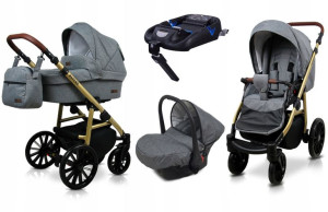 Wózek 4w1 dziecięcy BabyLux Aspero + baza Isofix