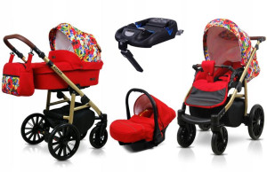 Wózek 4w1 dziecięcy BabyLux Aspero + baza Isofix