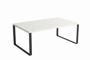 Stolik Kawowy NOVA Do Salonu Nowoczesny Styl Loft Blat Marmur Jasny Biały