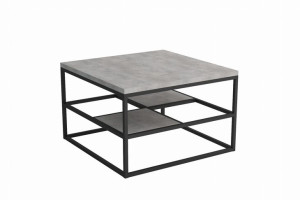 Stolik Kawowy ORYS Styl Loft Beton Nowoczesny Półki Kwadrat