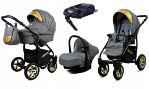 Wózek 4w1 dziecięcy BabyLux Gold Lux + baza Isofix