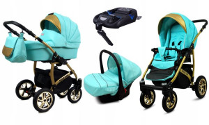 Wózek 4w1 dziecięcy BabyLux Gold Lux + baza Isofix