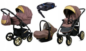 Wózek 4w1 dziecięcy BabyLux Gold Lux + baza Isofix