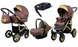 Wózek 4w1 dziecięcy BabyLux Gold Lux + baza Isofix