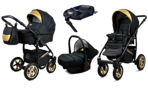 Wózek 4w1 dziecięcy BabyLux Gold Lux + baza Isofix