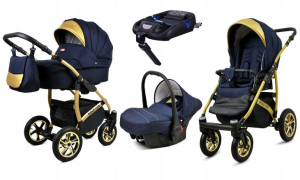 Wózek 4w1 dziecięcy BabyLux Gold Lux + baza Isofix