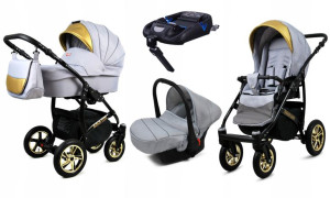 Wózek 4w1 dziecięcy BabyLux Gold Lux + baza Isofix
