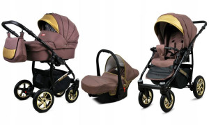 Wózek 3w1 dziecięcy spacerówka BabyLux GoldLux ALU