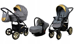 Wózek 3w1 dziecięcy spacerówka BabyLux GoldLux ALU