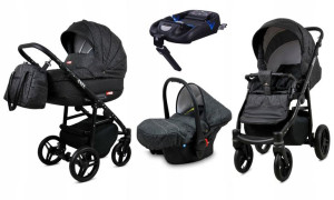 Wózek 4w1 dziecięcy BabyLux AXEL ALU + baza ISOFIX