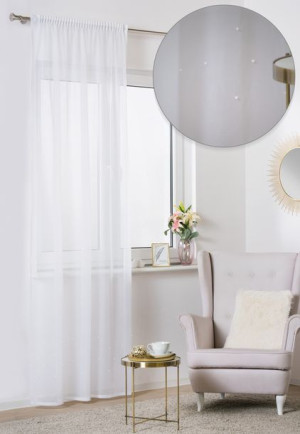 Firanka długa salon zdobiona perłami 140x260