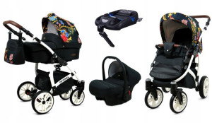 Wózek 4w1 dziecięcy BabyLux Optimal + baza Isofix