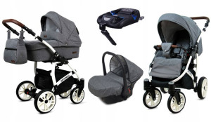Wózek 4w1 dziecięcy BabyLux Optimal + baza Isofix