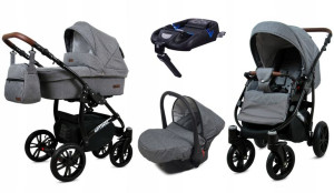 Wózek 4w1 dziecięcy BabyLux Optimal + baza Isofix