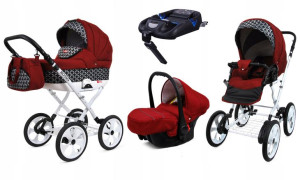 Wózek 4w1 dziecięcy BabyLux Rosso + baza Isofix