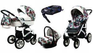 Wózek 4w1 dziecięcy BabyLux Tropical + baza Isofix