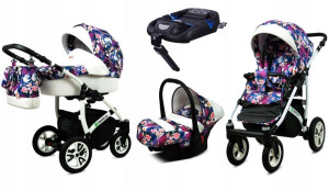 Wózek 4w1 dziecięcy BabyLux Tropical + baza Isofix