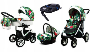 Wózek 4w1 dziecięcy BabyLux Tropical + baza Isofix