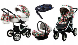 Wózek 4w1 dziecięcy BabyLux Tropical + baza Isofix