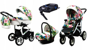 Wózek 4w1 dziecięcy BabyLux Tropical + baza Isofix