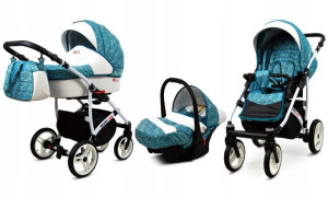 Wózek 3w1 dziecięcy spacerówka BabyLux White Lux