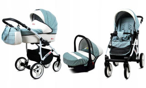 Wózek 3w1 dziecięcy spacerówka BabyLux White Lux