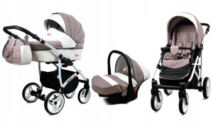 Wózek 3w1 dziecięcy spacerówka BabyLux White Lux