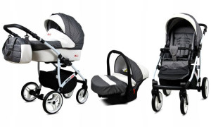 Wózek 3w1 dziecięcy spacerówka BabyLux White Lux