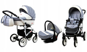 Wózek 3w1 dziecięcy spacerówka BabyLux White Lux
