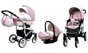 Wózek 3w1 dziecięcy spacerówka BabyLux White Lux