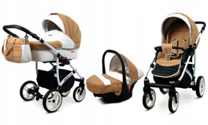 Wózek 3w1 dziecięcy spacerówka BabyLux White Lux
