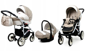 Wózek 3w1 dziecięcy spacerówka BabyLux White Lux