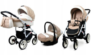 Wózek 3w1 dziecięcy spacerówka BabyLux White Lux