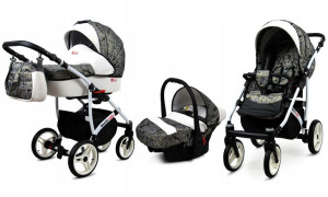 Wózek 3w1 dziecięcy spacerówka BabyLux White Lux