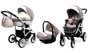 Wózek 3w1 dziecięcy spacerówka BabyLux White Lux