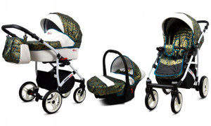 Wózek 3w1 dziecięcy spacerówka BabyLux White Lux