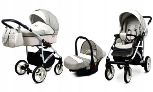 Wózek 3w1 dziecięcy spacerówka BabyLux White Lux
