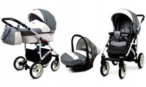Wózek 3w1 dziecięcy spacerówka BabyLux White Lux