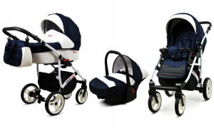 Wózek 3w1 dziecięcy spacerówka BabyLux White Lux