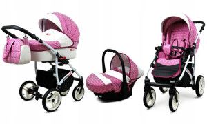 Wózek 3w1 dziecięcy spacerówka BabyLux White Lux