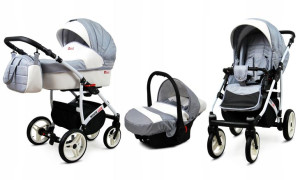 Wózek 3w1 dziecięcy spacerówka BabyLux White Lux